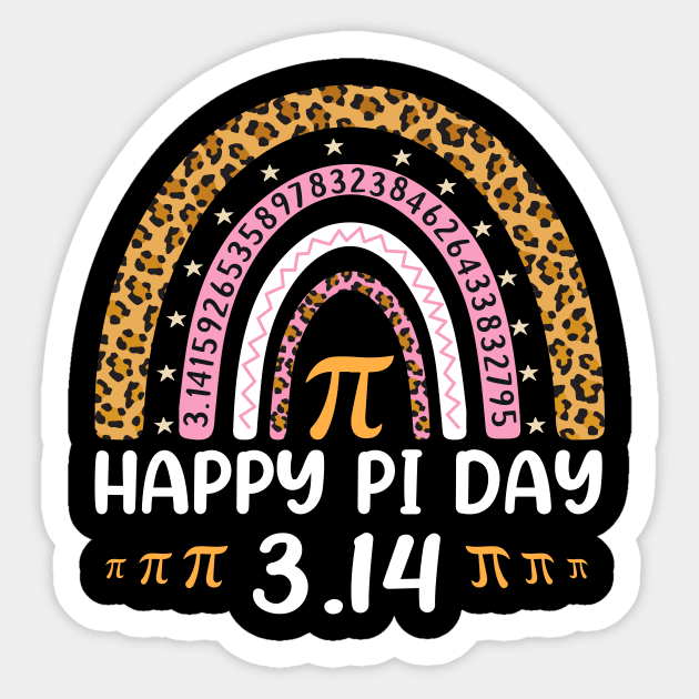 Happy Pi Day, Spiral Pi Math Teacher 3.14 Leopard Rainbow Sticker by artbyhintze